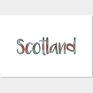 Scotland Christmas Tartan Map Typography Design Posters and Art